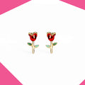 Red Rose Gold Plated Earrings For Girls