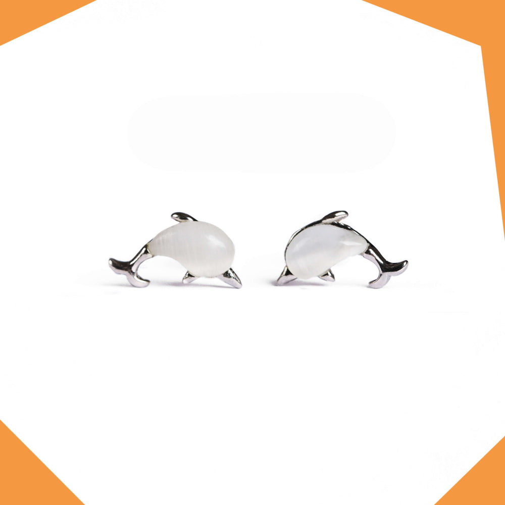 Studded Dolphin Gold Plated Earrings For Girls (WG)