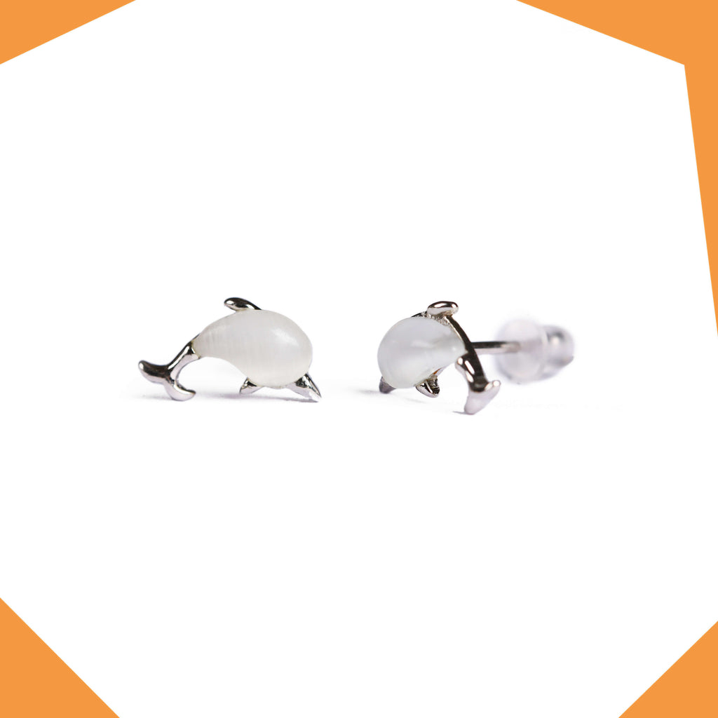 Studded Dolphin Gold Plated Earrings For Girls (WG)
