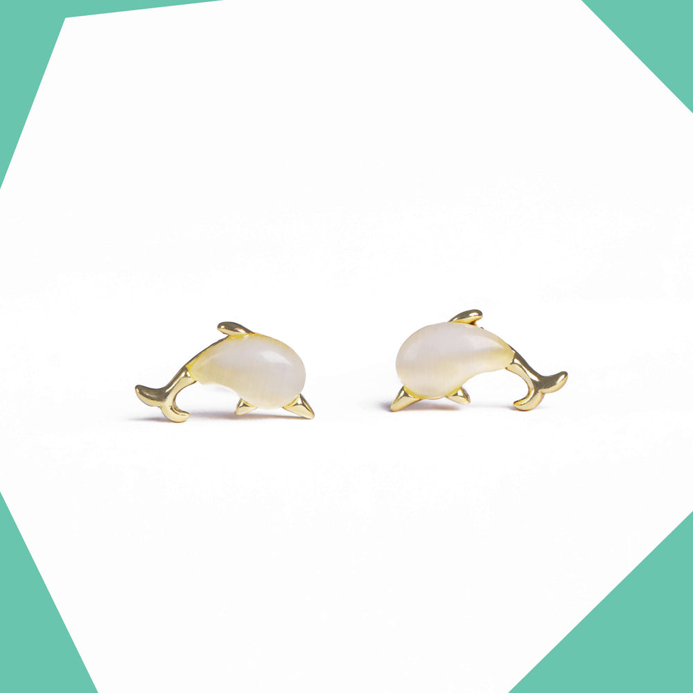Studded Dolphin Gold Plated Earrings For Girls (YG)