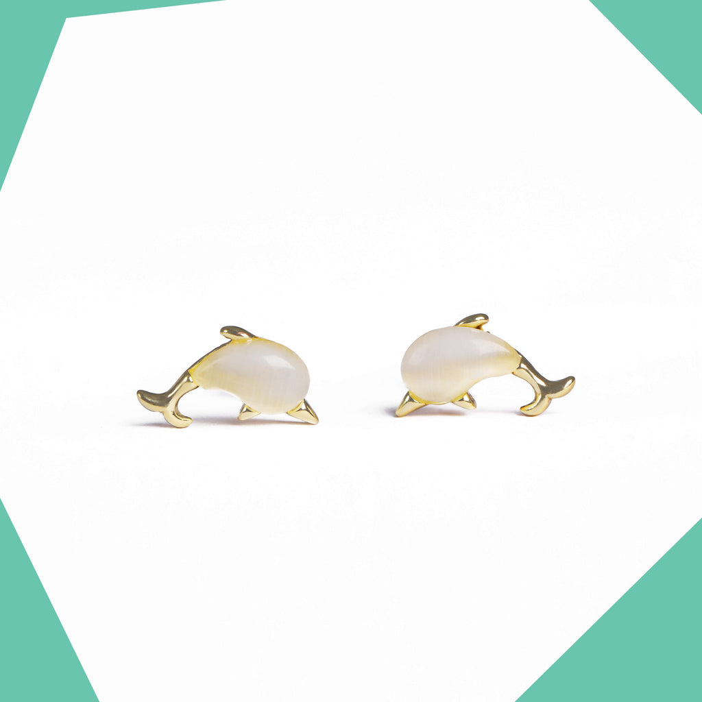 Studded Dolphin Gold Plated Earrings For Girls (YG)