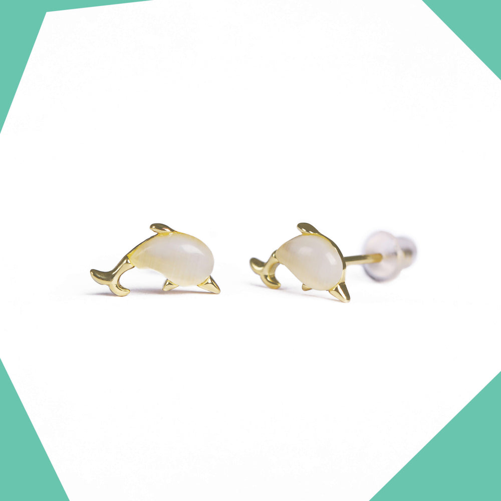 Studded Dolphin Gold Plated Earrings For Girls (YG)