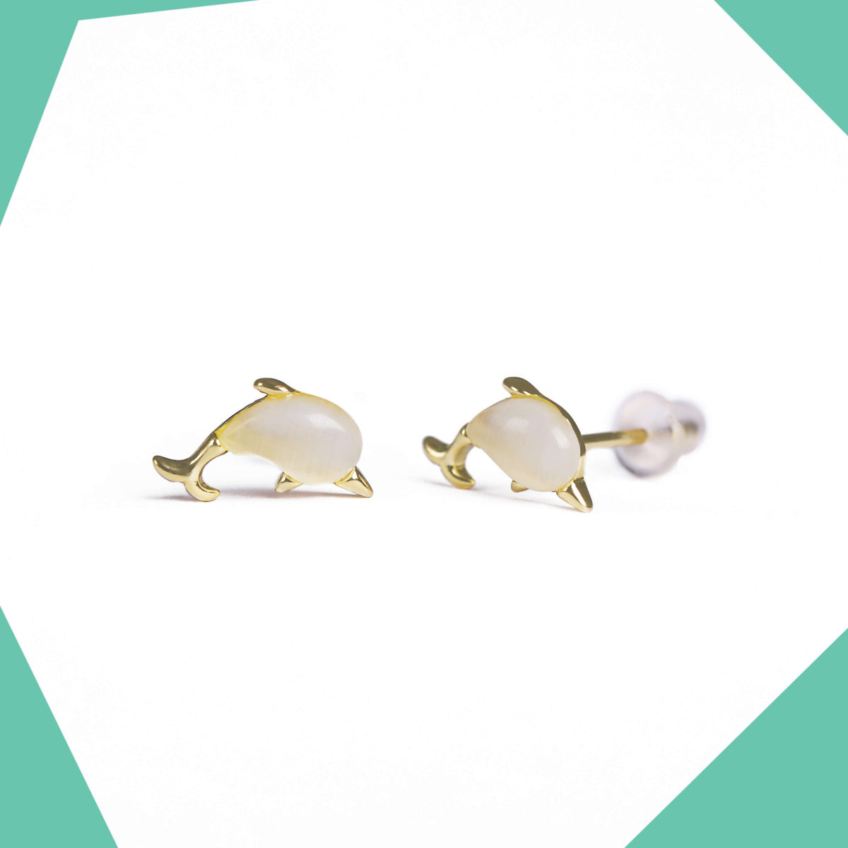 Studded Dolphin Gold Plated Earrings For Girls (YG)