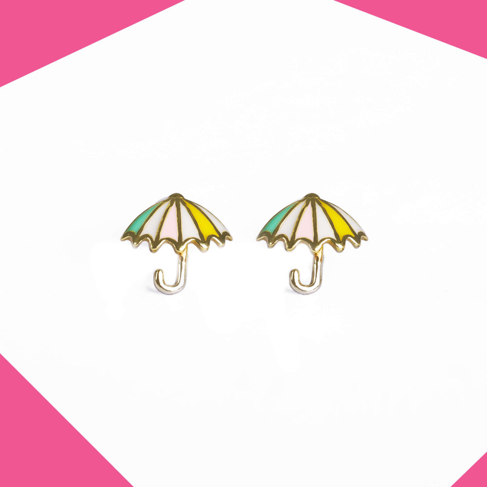 Multicolour Umbrella Gold Plated Earrings For Girls