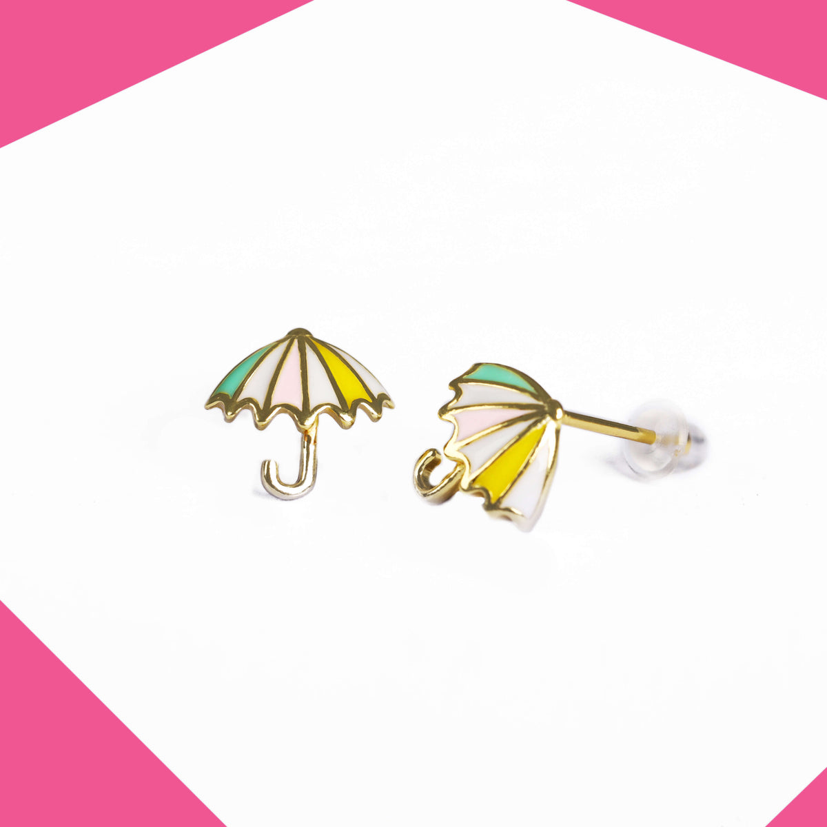 Multicolour Umbrella Gold Plated Earrings For Girls