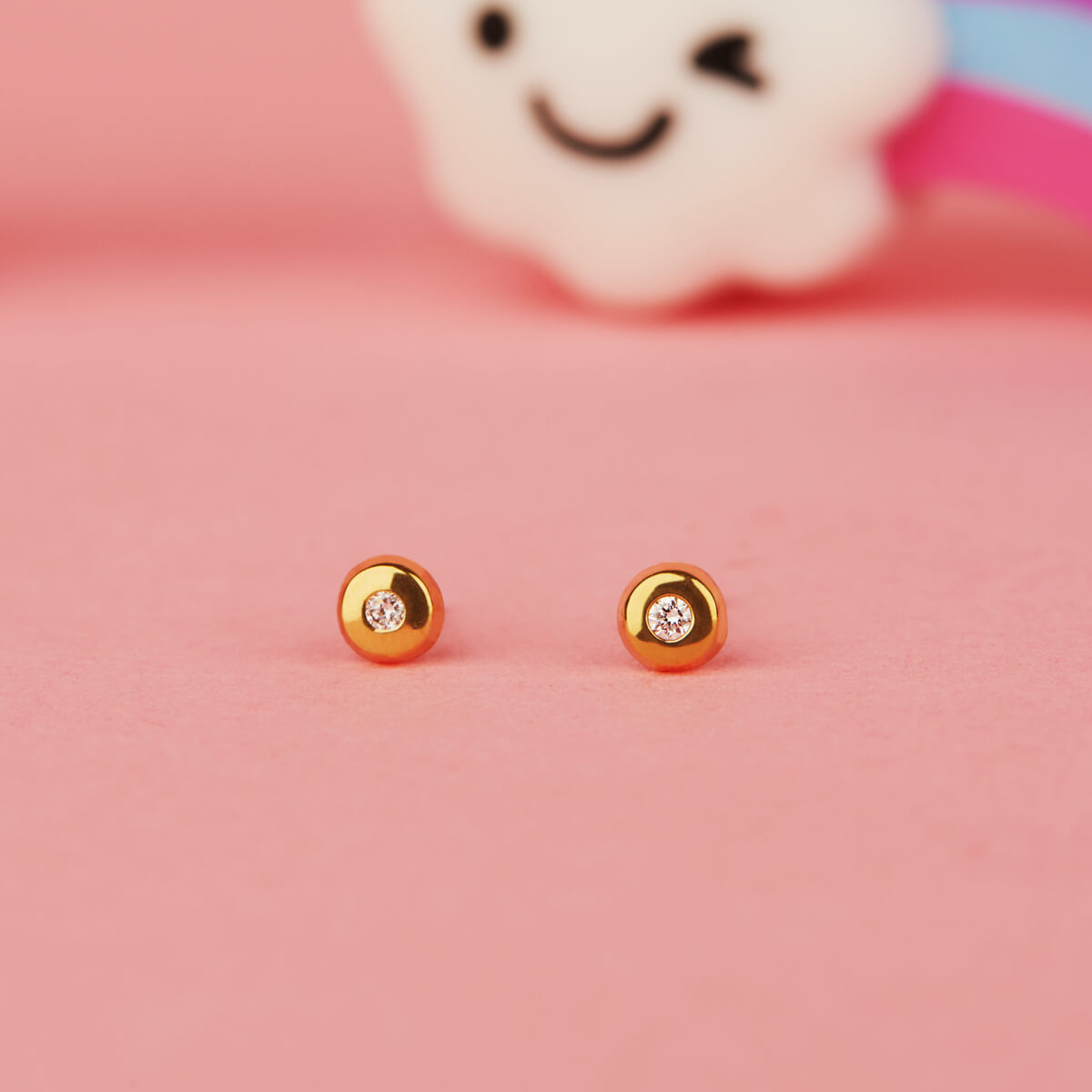 BABY SOLITAIRE (YELLOW GOLD) EARRINGS FOR BABY GIRL