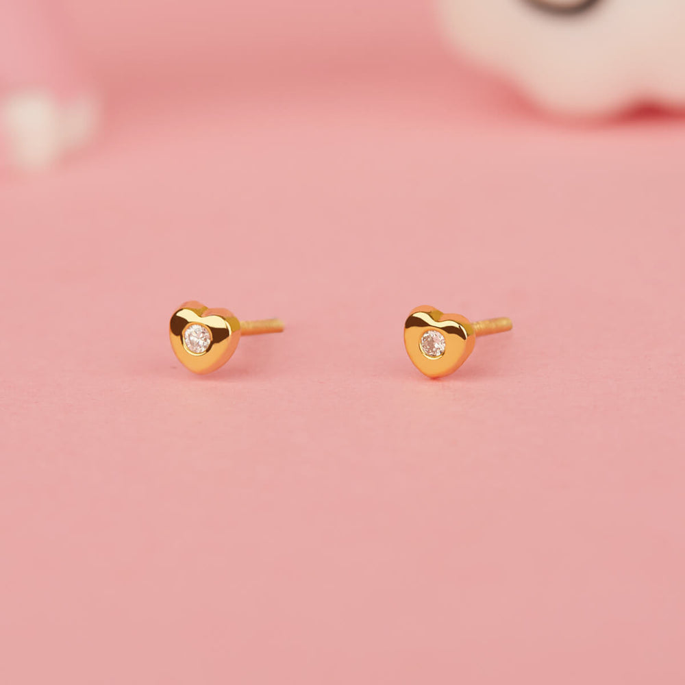 LOVE AND DIAMONDS (YELLOW GOLD) EARRINGS FOR BABY GIRL
