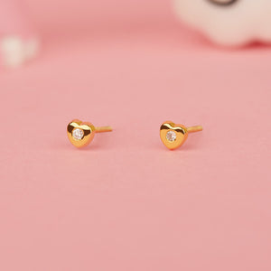 LOVE AND DIAMONDS (YELLOW GOLD) EARRINGS FOR BABY GIRL
