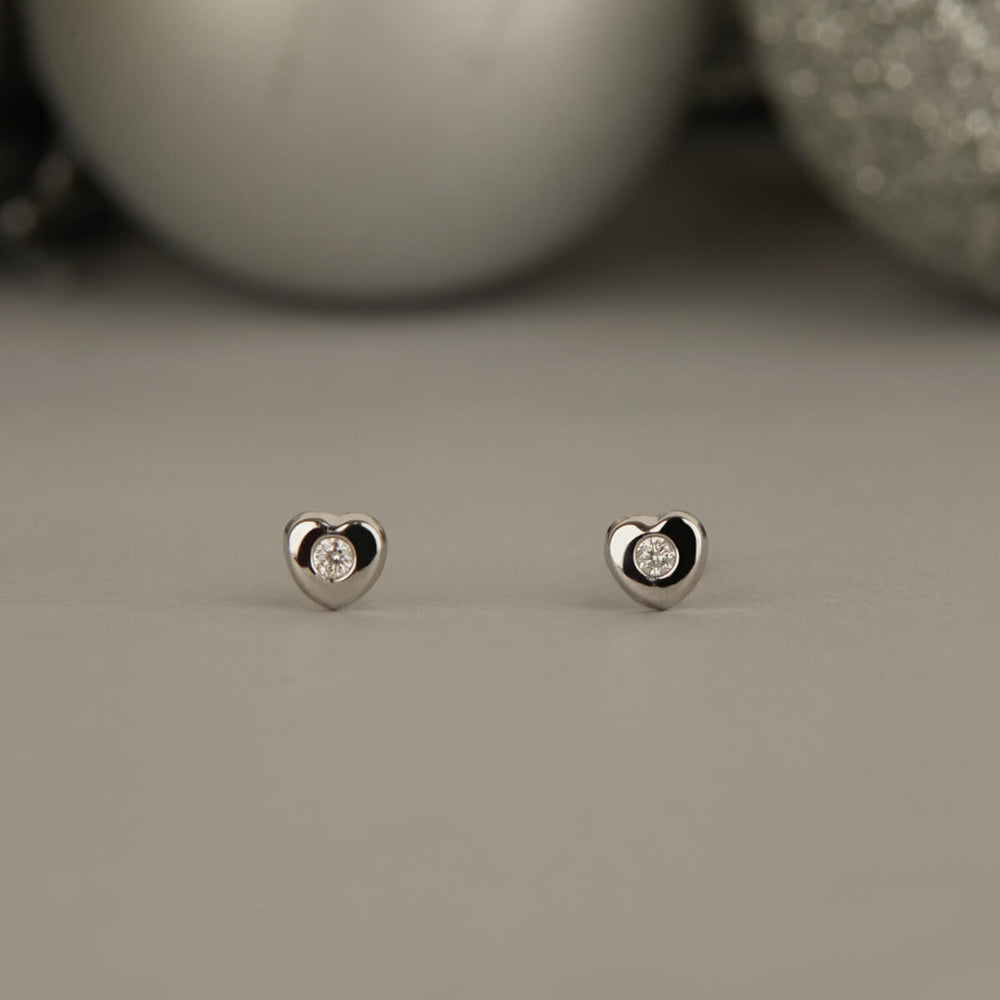 LOVE AND DIAMONDS (WHITE GOLD) EARRINGS FOR BABY GIRL