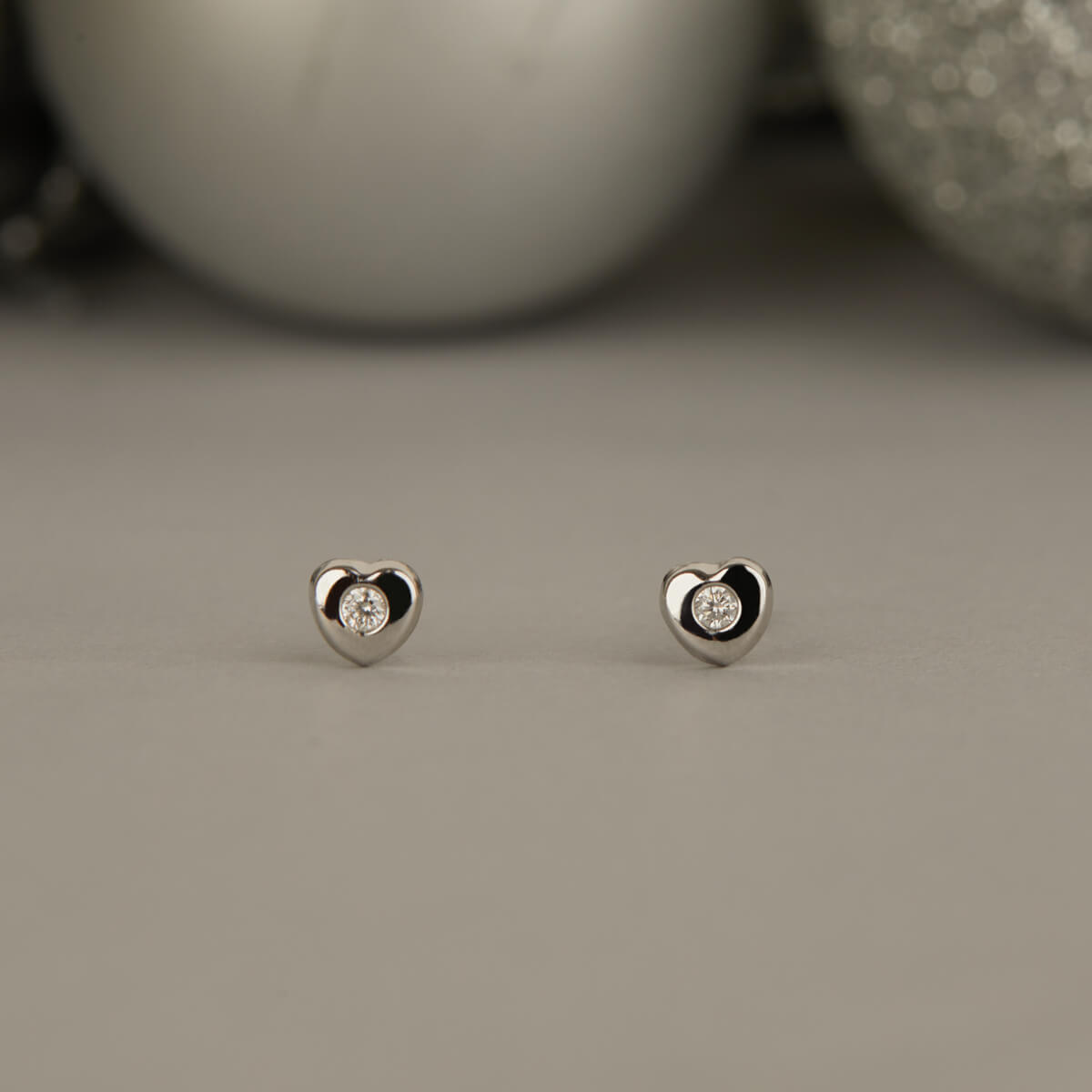 LOVE AND DIAMONDS (WHITE GOLD) EARRINGS FOR BABY GIRL
