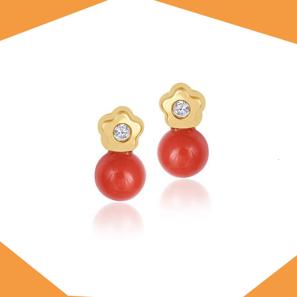 MUMMY'S CORAL MUAH GOLD EARRINGS FOR BABY GIRL