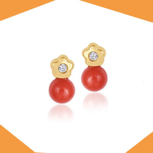 MUMMY'S CORAL MUAH GOLD EARRINGS FOR BABY GIRL