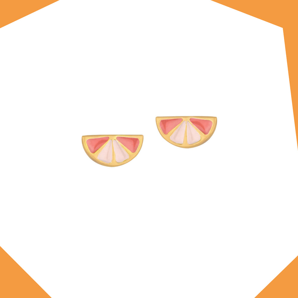 CITRUS WEDGE (PINK & WHITE) GOLD EARRINGS FOR BABY GIRL