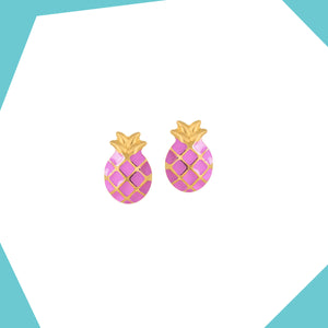 PINA PINEAPPLES (PINK) GOLD EARRINGS FOR BABY GIRL
