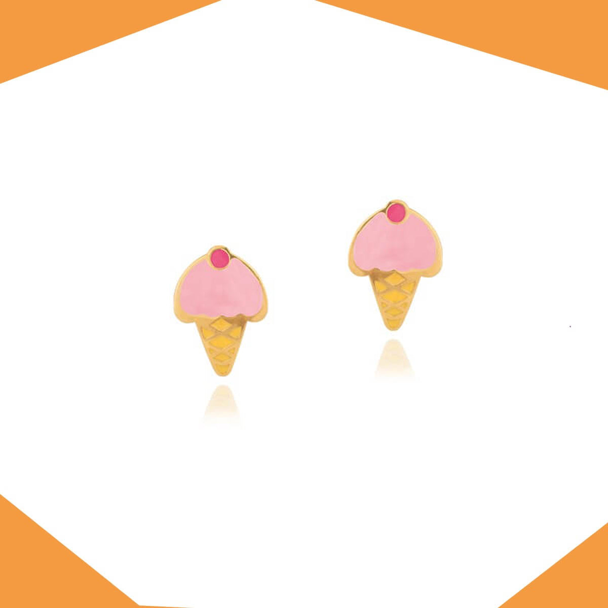 STRAWBERRY ICE CREAM ON CONE GOLD EARRINGS FOR BABY GIRL