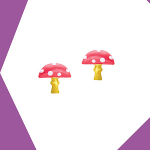 THE GIANT MUSHROOM (RED) GOLD EARRINGS FOR BABY GIRL