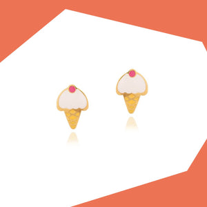 VANILLA ICE CREAM ON CONE GOLD EARRINGS FOR BABY GIRL