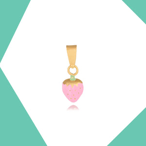 ICED PINK STRAWBERRY GOLD PENDANT FOR BABY GIRL
