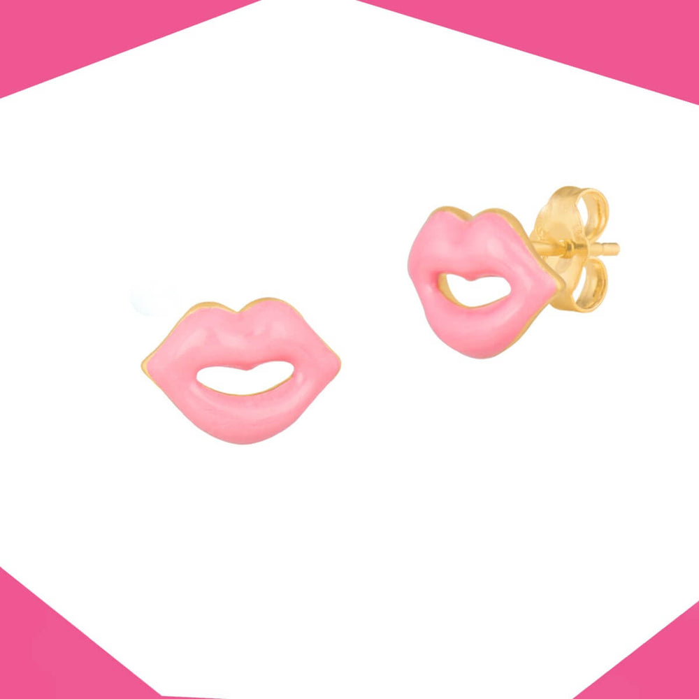 MOMMY'S LIPS GOLD PLATED EARRINGS FOR GIRLS