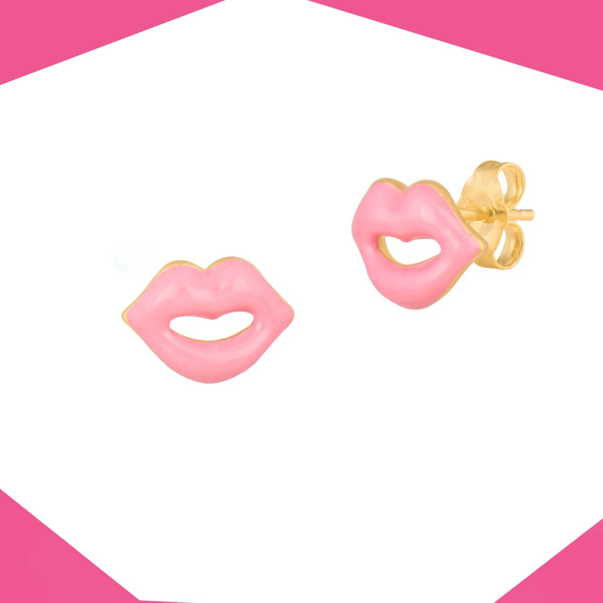 MOMMY'S LIPS GOLD PLATED EARRINGS FOR GIRLS