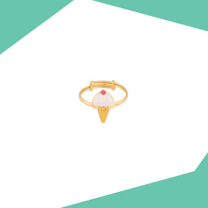 VANILLA ICE CREAM ON CONE GOLD RING FOR BABY GIRL