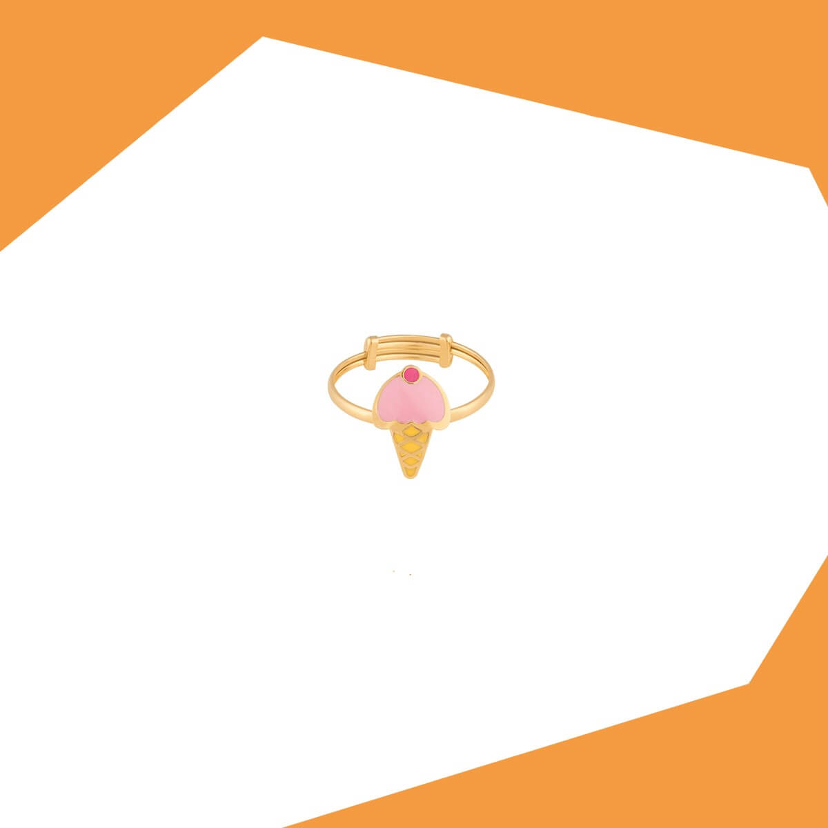 STRAWBERRY ICE CREAM ON CONE GOLD RING FOR BABY GIRL