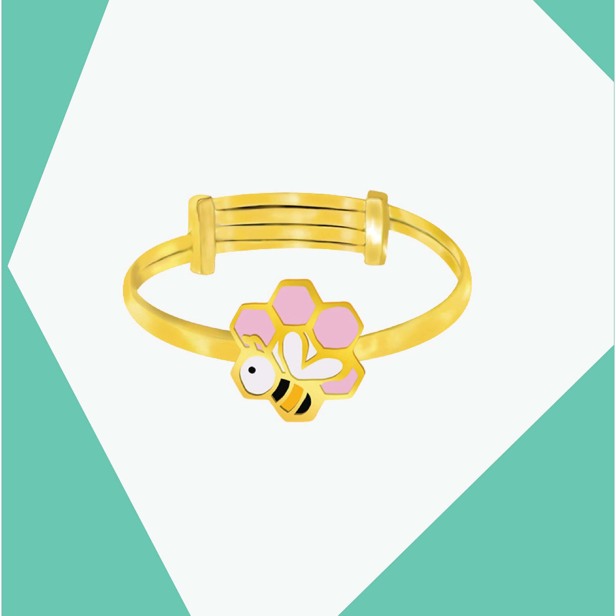 ABOUT BEES, HIVES AND HONEY! GOLD RING FOR BABY GIRL