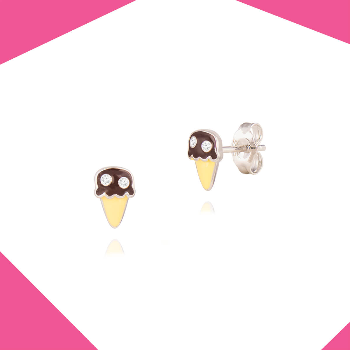 ICE CREAM ON CONE GOLD PLATED EARRINGS FOR GIRLS